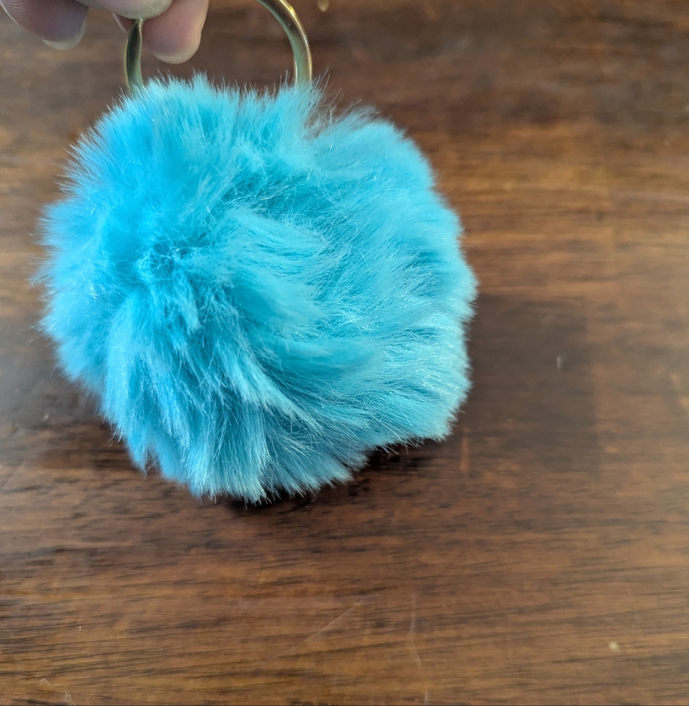 Fluffy Blue Keychain Pom Pom